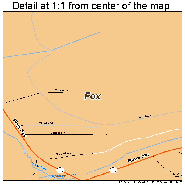 Fox, Alaska road map detail