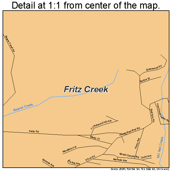 Fritz Creek, Alaska road map detail