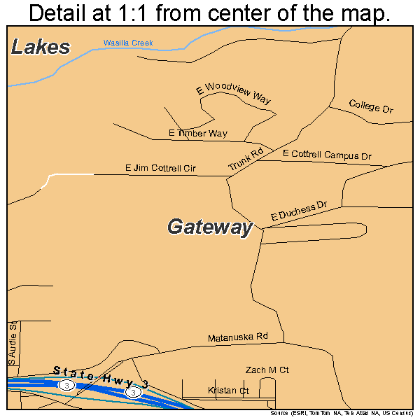 Gateway, Alaska road map detail