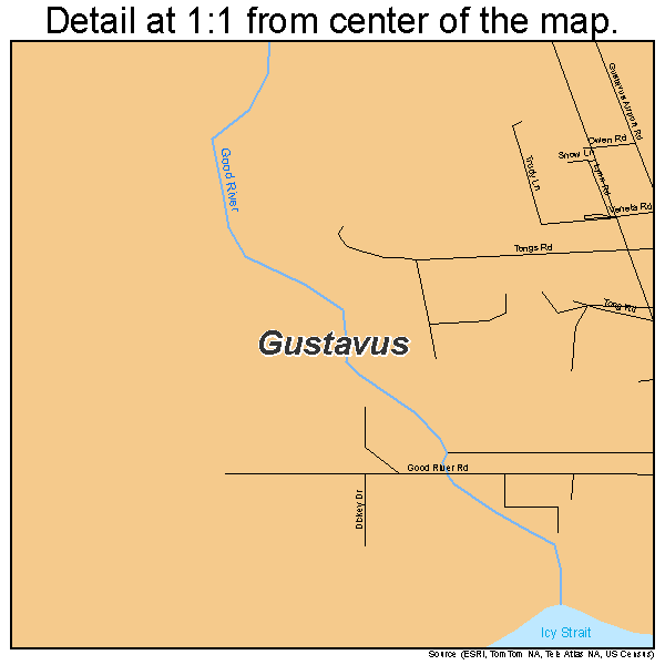 Gustavus, Alaska road map detail