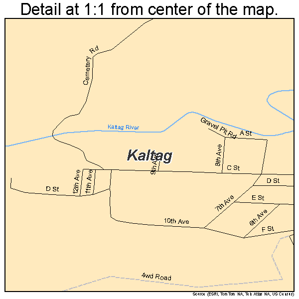 Kaltag, Alaska road map detail