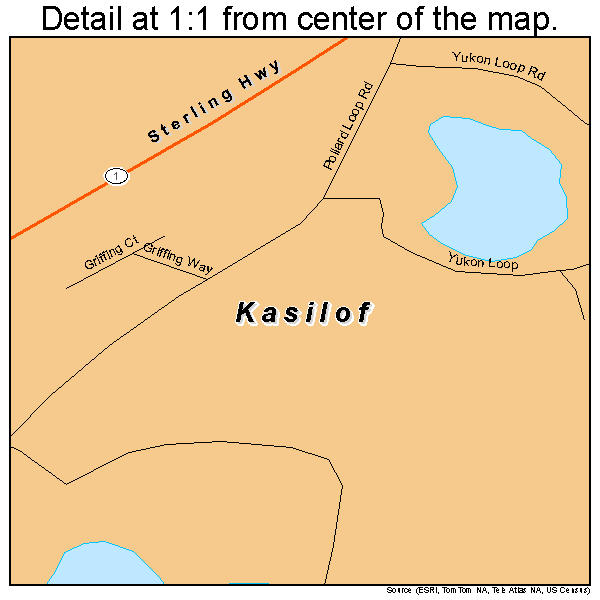 Kasilof, Alaska road map detail