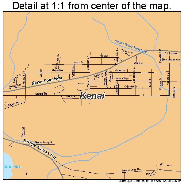 Kenai, Alaska road map detail