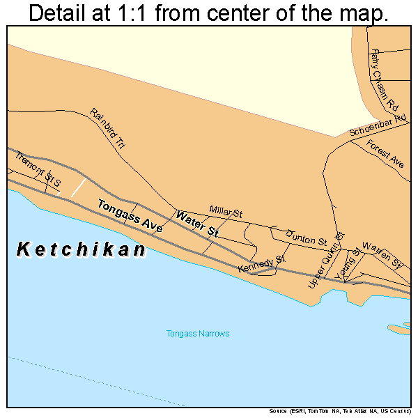 Ketchikan, Alaska road map detail