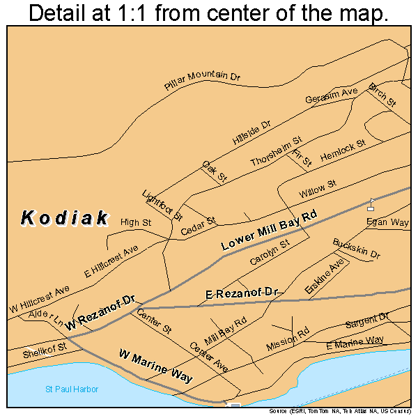 Kodiak Island Map Detail