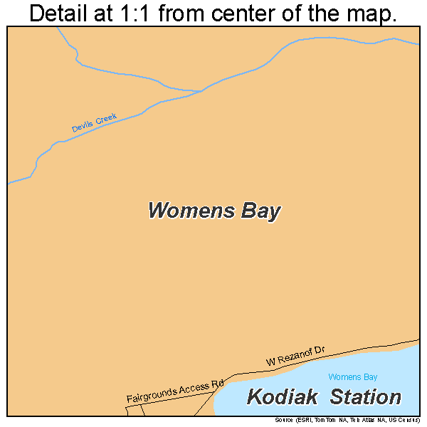 Kodiak  Station, Alaska road map detail