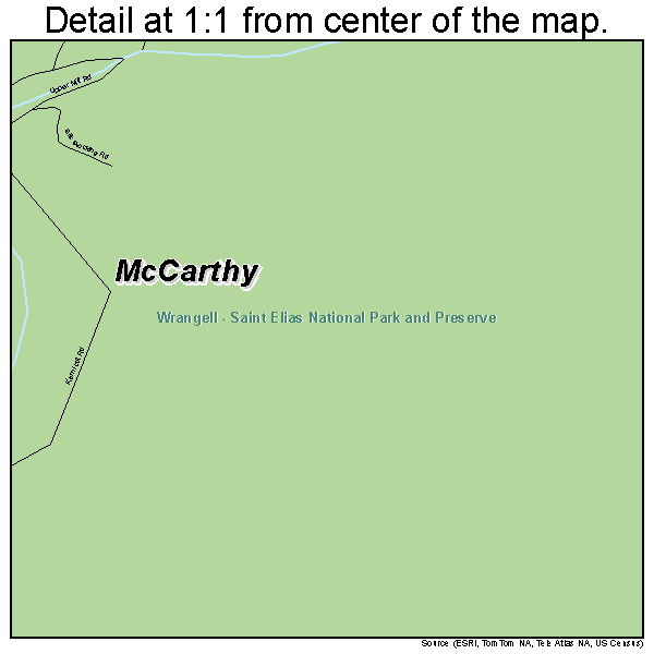 McCarthy, Alaska road map detail