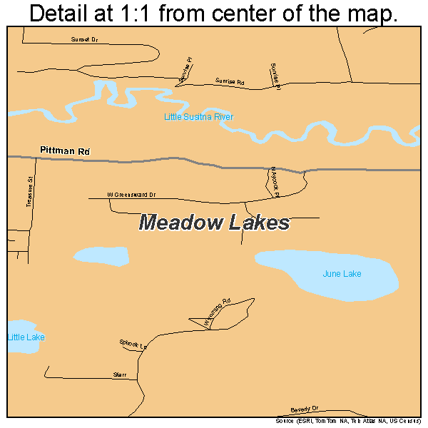 Meadow Lakes, Alaska road map detail