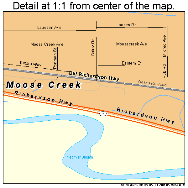 Moose Creek, Alaska road map detail