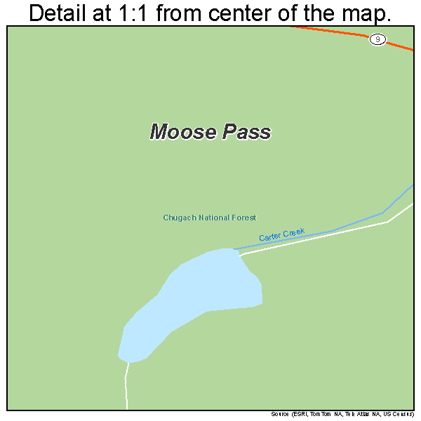 Moose Pass, Alaska road map detail