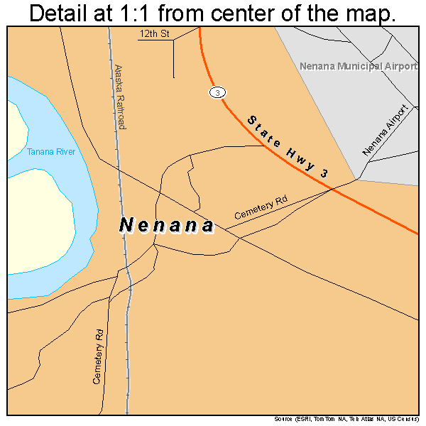 Nenana, Alaska road map detail