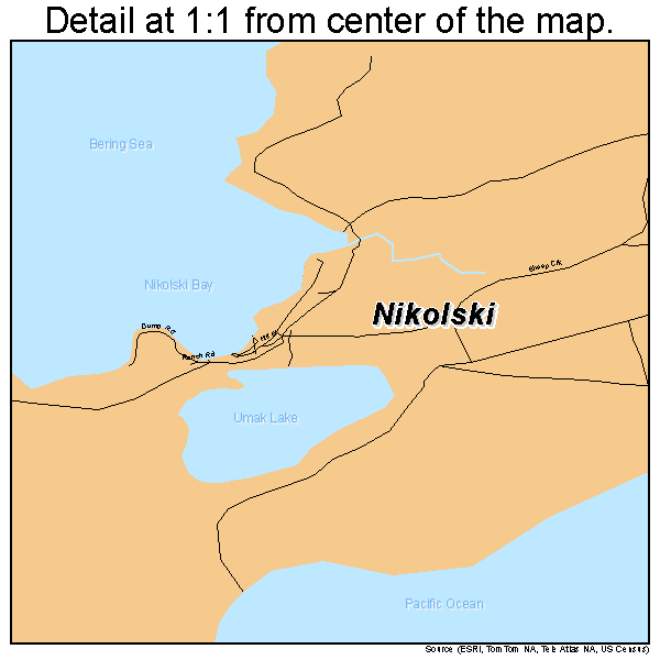 Nikolski, Alaska road map detail