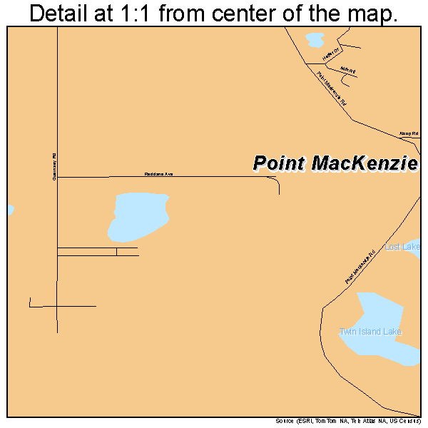 Point MacKenzie, Alaska road map detail