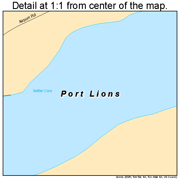 Port Lions, Alaska road map detail