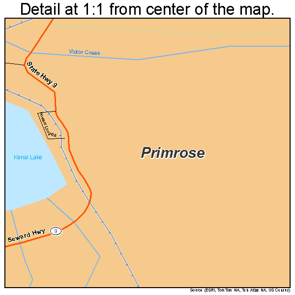 Primrose, Alaska road map detail