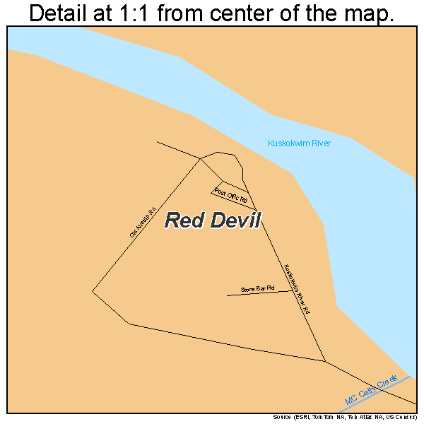 Red Devil, Alaska road map detail