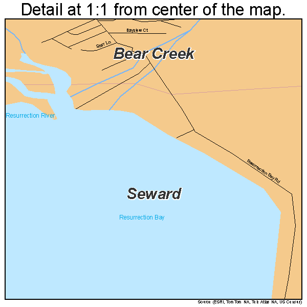 Seward, Alaska road map detail