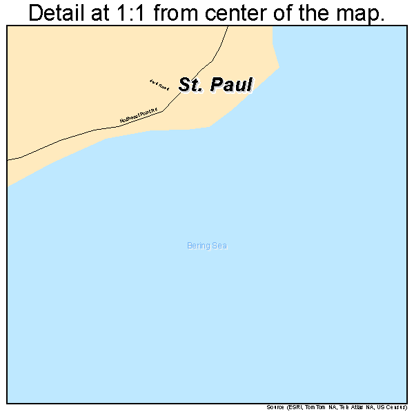 St. Paul, Alaska road map detail