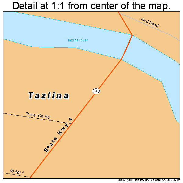Tazlina, Alaska road map detail