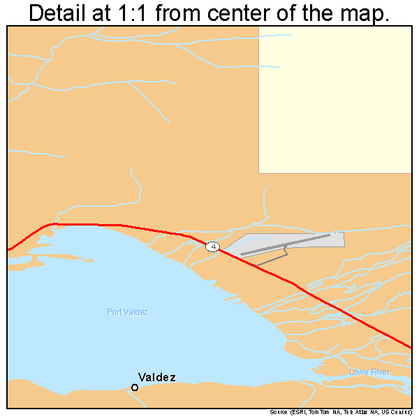Valdez, Alaska road map detail