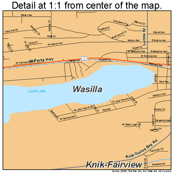 Wasilla, Alaska road map detail