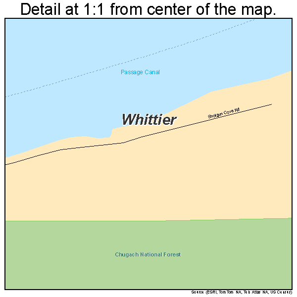 Whittier, Alaska road map detail