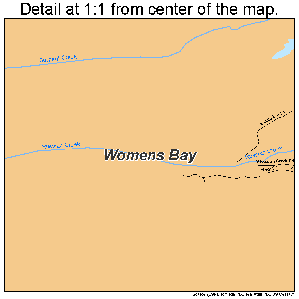 Womens Bay, Alaska road map detail