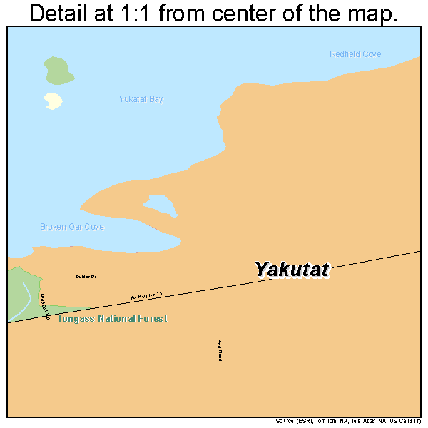 Yakutat, Alaska road map detail