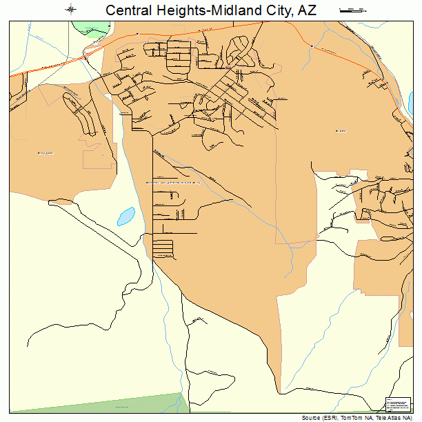 Central Heights-Midland City, AZ street map