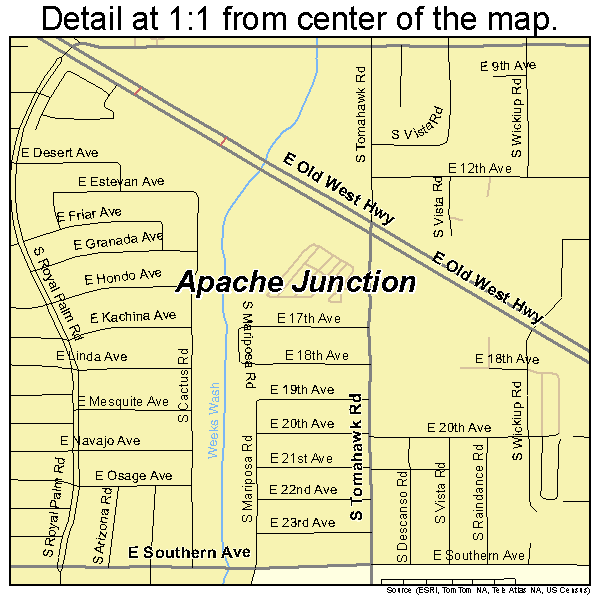 Apache Junction, Arizona road map detail