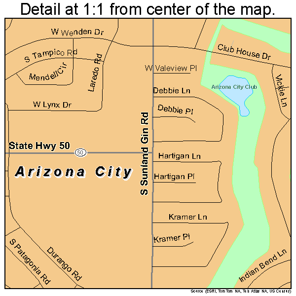 Arizona City, Arizona road map detail