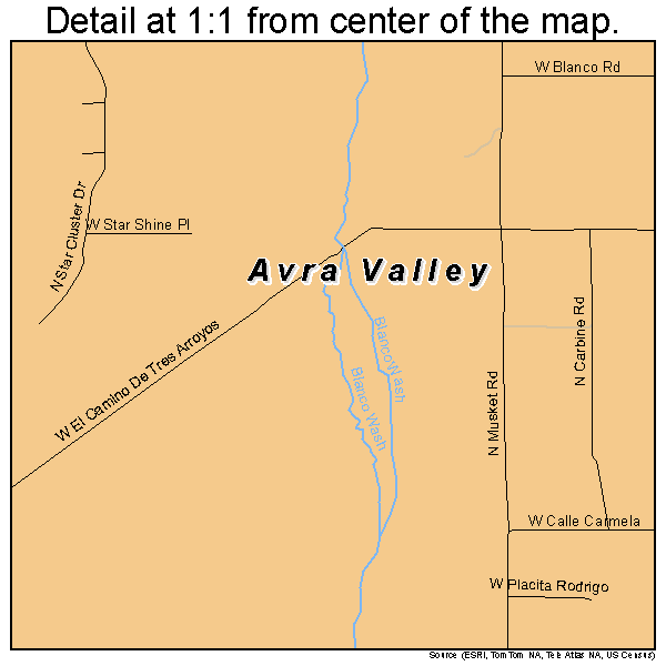 Avra Valley, Arizona road map detail