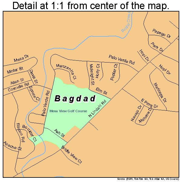 Bagdad, Arizona road map detail
