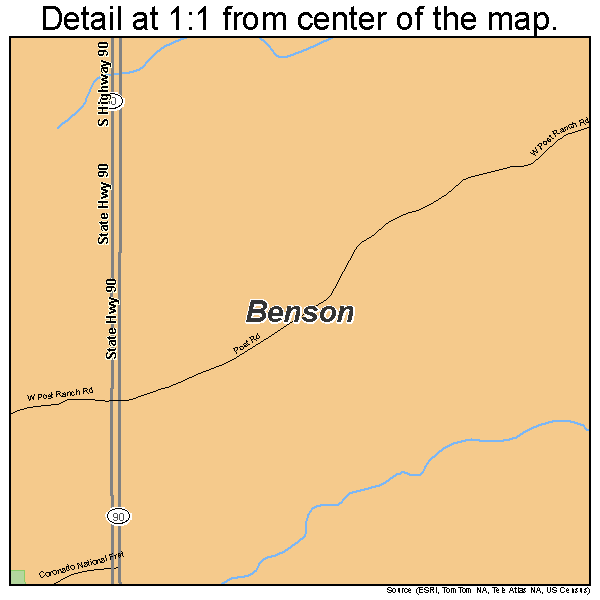 Benson, Arizona road map detail