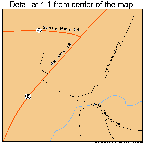 Cameron, Arizona road map detail