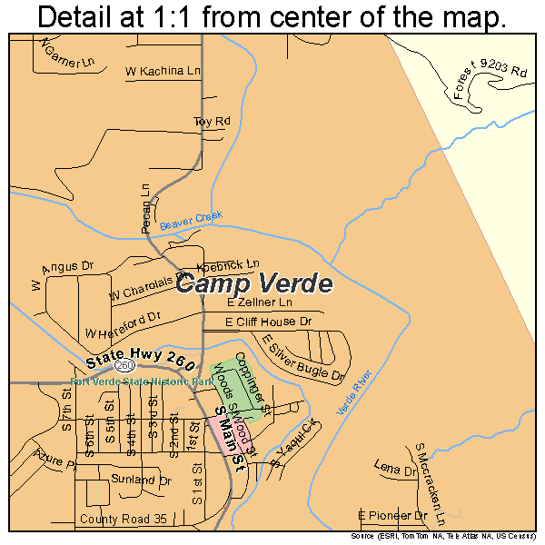 Camp Verde, Arizona road map detail