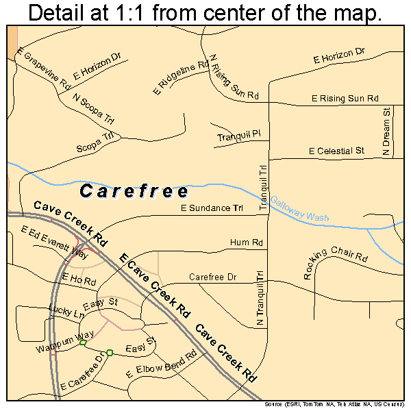 Carefree, Arizona road map detail