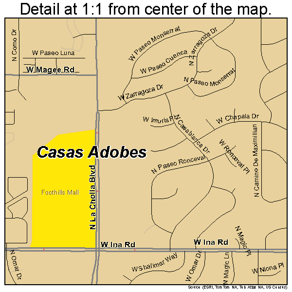 Casas Adobes, Arizona road map detail