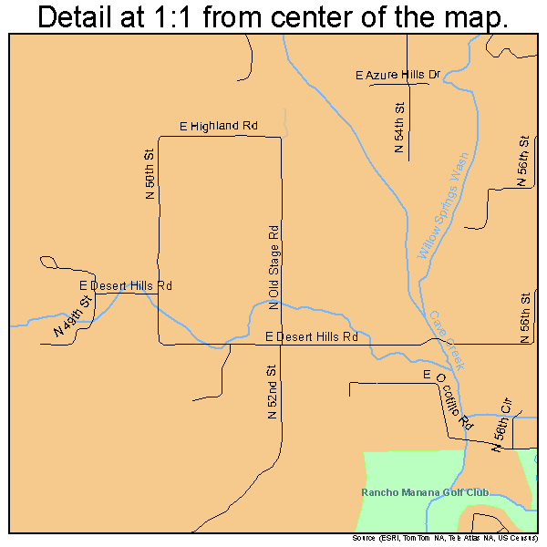 Cave Creek, Arizona road map detail