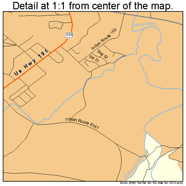 Chinle, Arizona road map detail