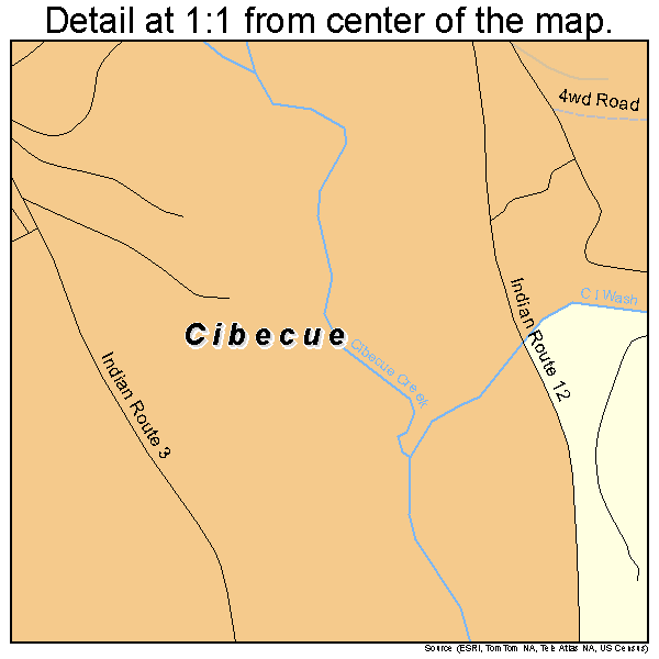 Cibecue, Arizona road map detail