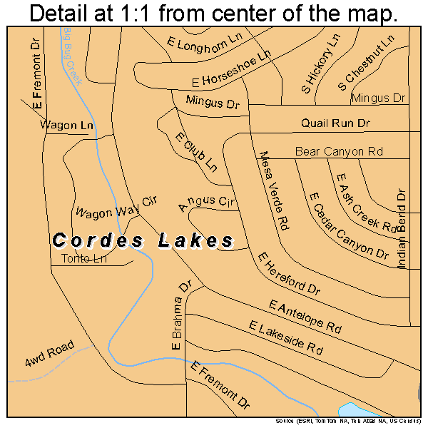 Cordes Lakes, Arizona road map detail