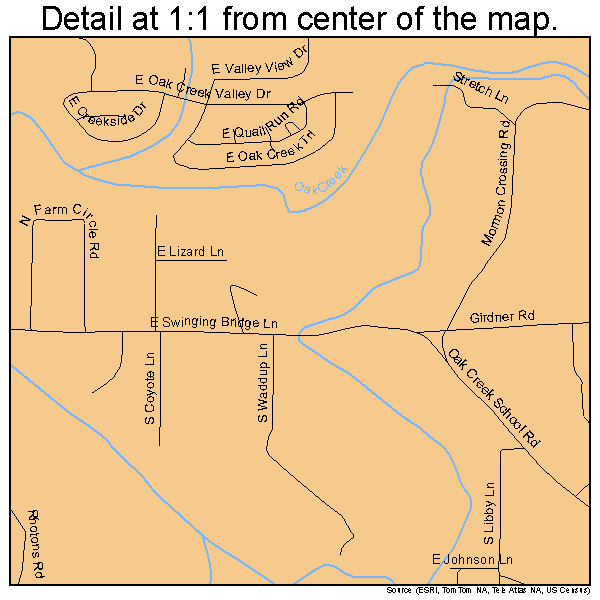 Cornville, Arizona road map detail