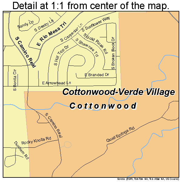 Cottonwood, Arizona road map detail