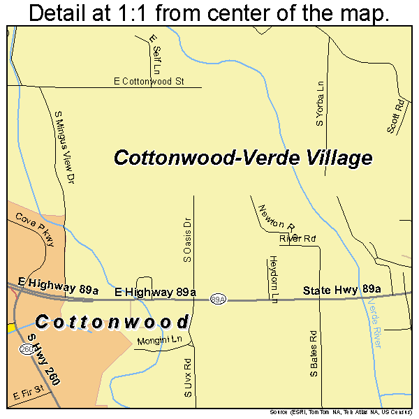 Cottonwood-Verde Village, Arizona road map detail