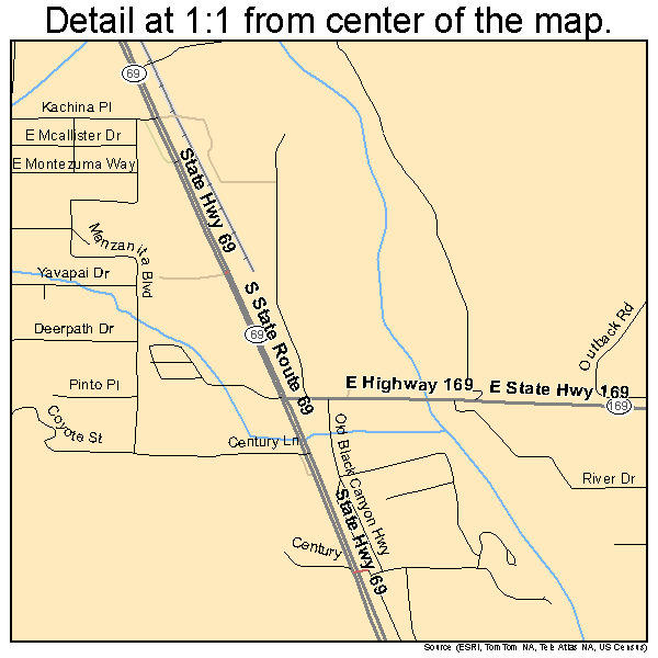Dewey-Humboldt, Arizona road map detail