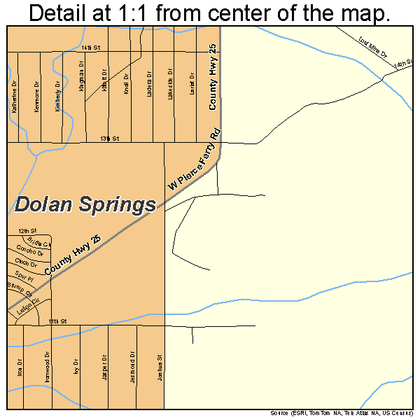 Dolan Springs, Arizona road map detail
