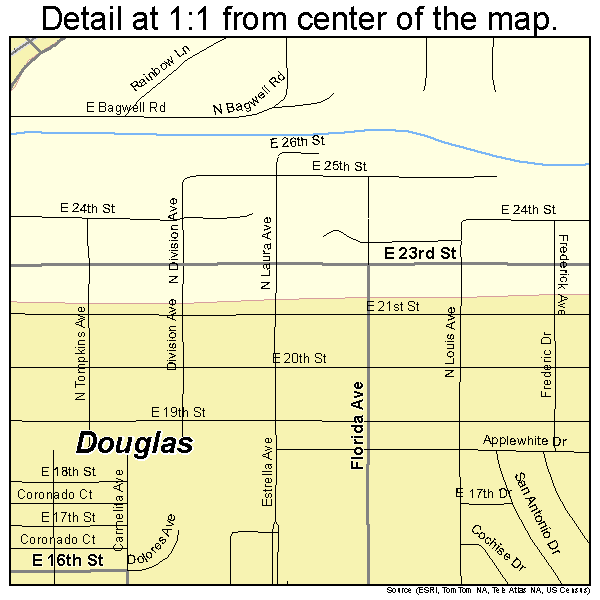 Douglas, Arizona road map detail