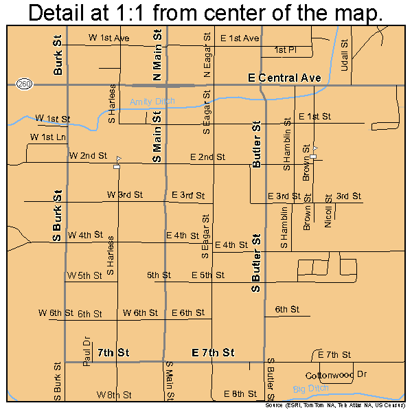 Eagar, Arizona road map detail