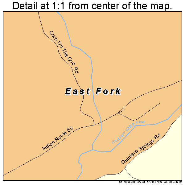 East Fork, Arizona road map detail